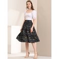 thumbnail image 2 of Unique Bargains Jupe Midi Décontractée Trapèze à Imprimé Floral pour Femme Noir Violet G, 2 of 6