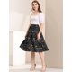 thumbnail image 2 of Falda midi Allegra K para Mujer Faldas con Gradas Casuales con cintura elástica Y Una Línea Negro Morado M, 2 of 6