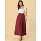 thumbnail image 3 of Falda Maxi Allegra K Encaje Cintura Elástica Vintage Swing Mujer Vino Rojo XS, 3 of 6