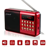 Mini Radio Portable FM Pocket Radio Handy Digital Radio with Big Speaker MP3 TF USB Headphone Jack Function Gift for Elderly, Parents