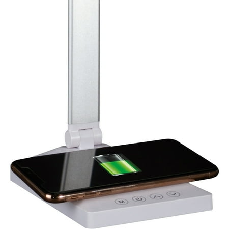 OttLite - Entice LED Desk Lamp with Wireless Charging - Silver