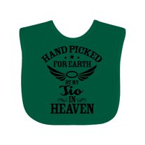 Inktastic Handpicked for Earth by My Tio in Heaven with Angel Wings Boys or Girls Baby Bib
