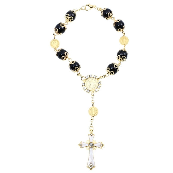 KAKOWELY 1 pulsera con cruz religiosa, rosario de cristal, joyería decorativa, regalo