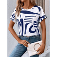thumbnail image 4 of Blusa de Verano para Mujer, Estilo Túnica Informal, Elegante, con Cuello Asimétrico, Corta y Botones, Color Azul XXL, 4 of 10