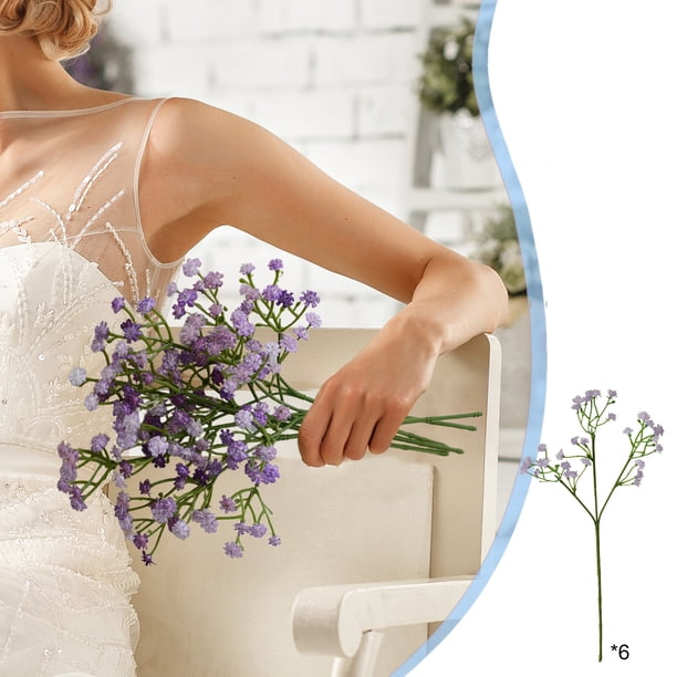 Arreglo Floral Artificial de Aliento de Bebé En Seda para Decoración Del Hogar y Bodas | Poliéster Morado, 28 Cm | 30 Cabezas de Flores | 1 Arreglo Floral Artificial