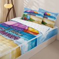 thumbnail image 3 of Manfei Pretty Flowers Zipper Twin Comforter Sets with Fitted Sheet and 2 Pillowcases,Sun Golden Sand Zipper Bedding Set,Yellow Blue,Reversible,4pcs, 3 of 8