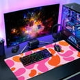 thumbnail image 5 of Pink Orange Cute Gaming Mouse Pad XXL Kawani Preppy Abstract Modern Extended Large Desk Mat Mousepad Non-Slip Rubber Base Stitched Edge Long Mousepad for Desktop Office PC, 35.4 x 15.7 inch, 5 of 5