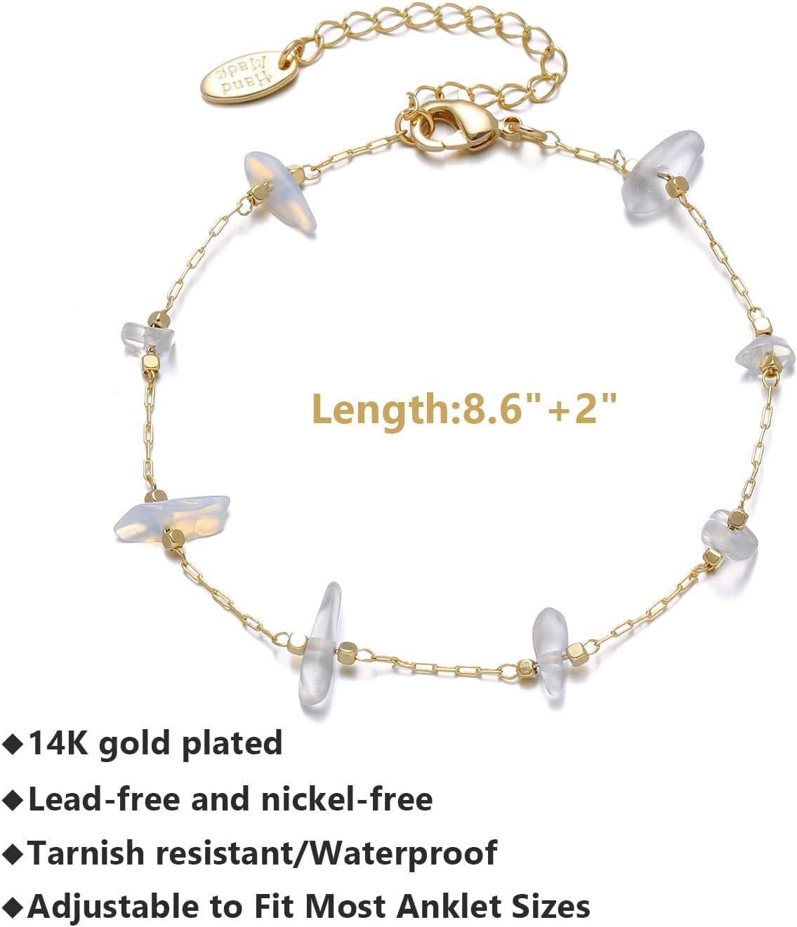 Anklet For Women, 14K Gold Plated Waterproof Summer Beach Boho Foot Chain Adjustable Dainty Foot Jewelry For Woman[o7145]
