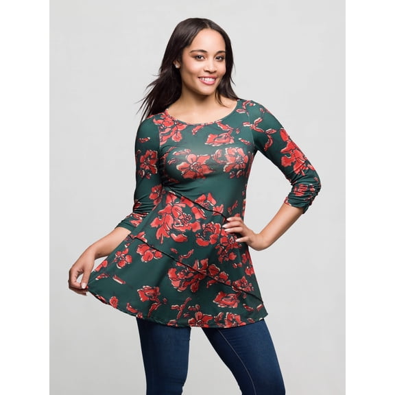 Womens Floral Print Swing Tunic Top