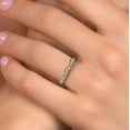 thumbnail image 4 of Gem Stone King 925 Sterling Silver Green Peridot and Pink Lab Grown Diamond Wedding-Bands Ring for Women | 0.98 Cttw | Round 3.5MM | Gemstone August Birthstone | Size 8, 4 of 6