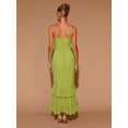 thumbnail image 6 of Green Womens Tiered Ruffle Hem Midi Dress With Flared Short Sleeves, Round Neck, Elegant For Evening Or Cocktail, 6 of 7