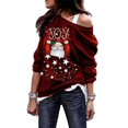 thumbnail image 1 of Christmas Sweatshirt off Shoulder Santa Sweater Shirt Crewneck Pullover for Lady, 1 of 10