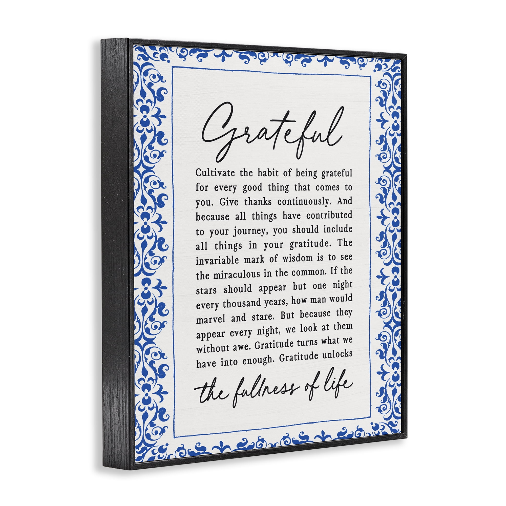 Gratitude Unlocks Fullness Of Life Black Framed Giclee Art, design by Lettered and Lined