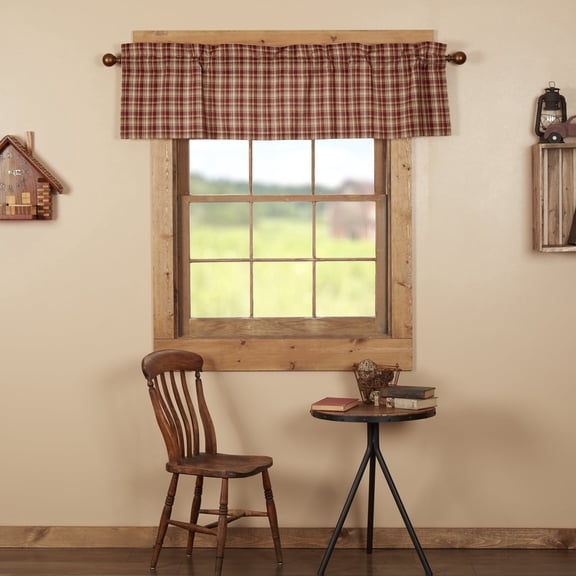 VHC Brands Beckham, Cotton, 16x60, Plaid Valance, Red
