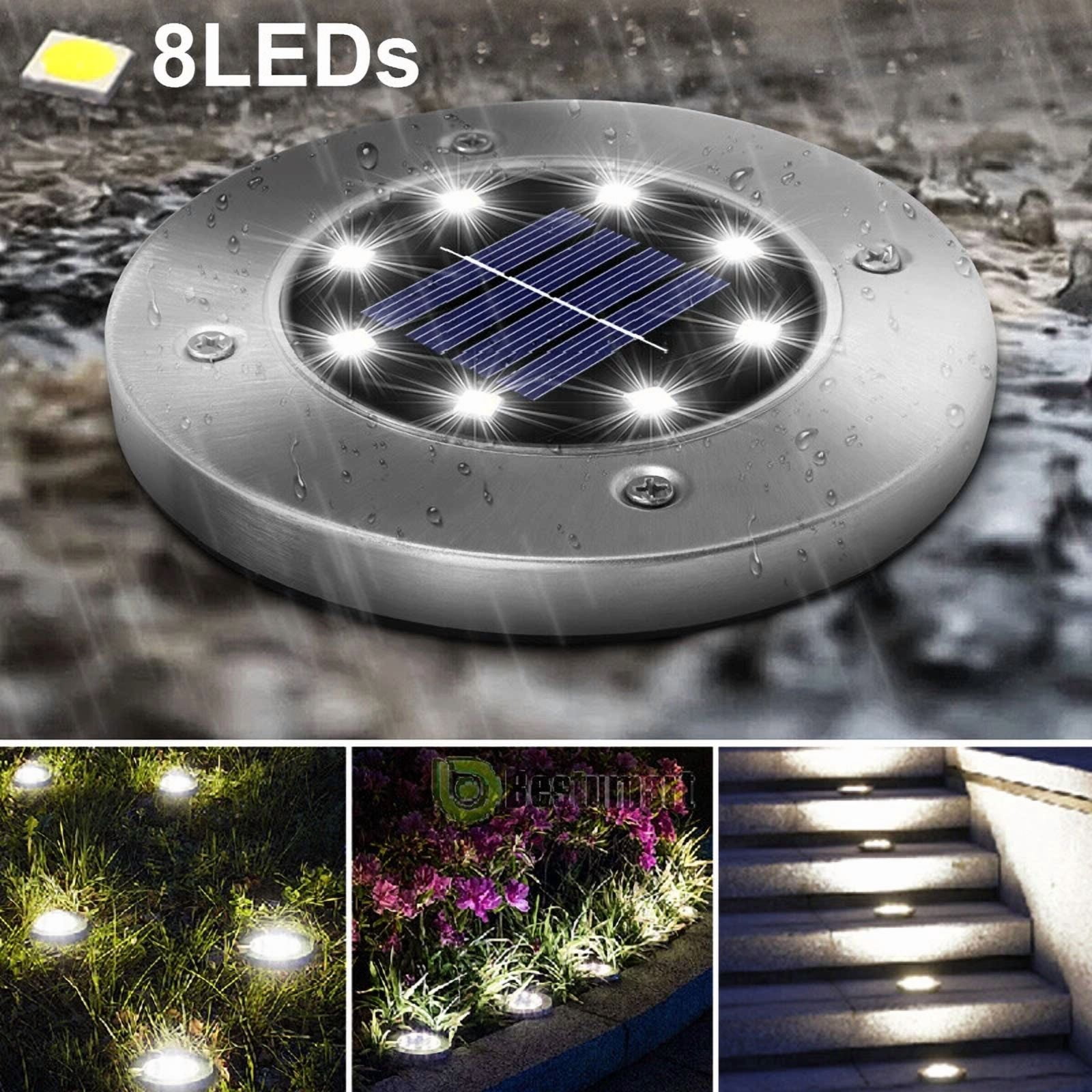 PURELY- 8Leds Solar In Ground Lights Outdoor Garden In Grond Light Waterproof Pure White