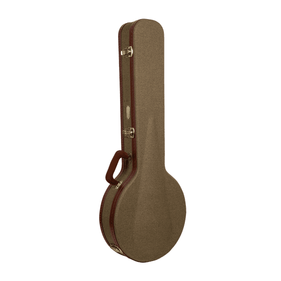 Crossrock Master Series - Wooden 12.5~13.5'' Openback styles of Banjos Case - Security Lock, Genuine Leather Handle, Reinforced Hardware, Metal Feet, Storage Space- Olive Green Tweed