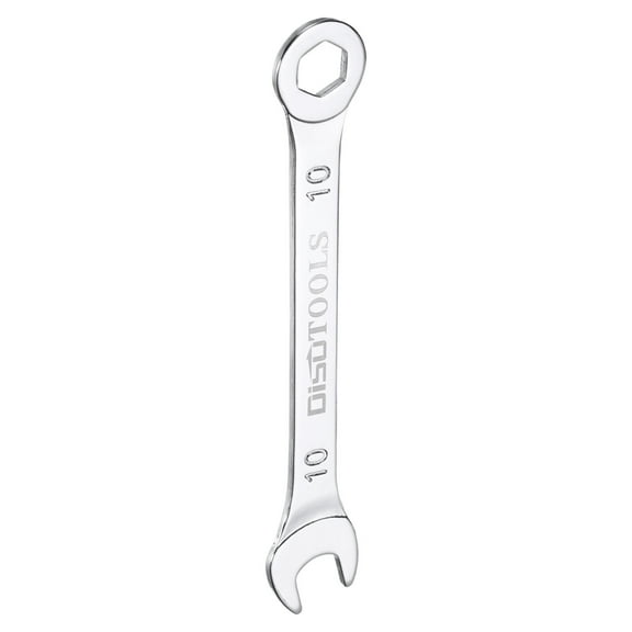Uxcell 10mm 6-Point Thin Combination Wrench Double Ended Box and Open End Chrome Plated Steel, Silver