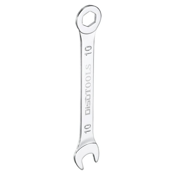 Unique Bargains 10mm 6-Point Thin Combination Wrench Double Ended Box and Open End Chrome Plated Steel, Silver