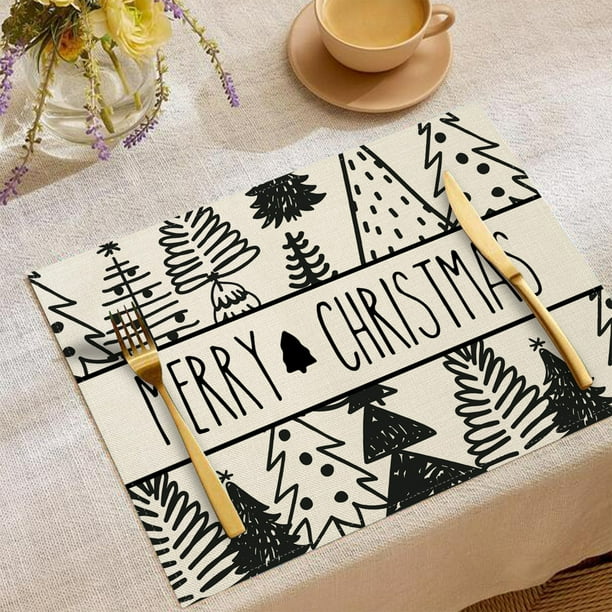 Christmas Placemat 4 Pieces 12x18 Inches Winter Snowflake Table Mats For Party Kitchen Dining Room Decoration