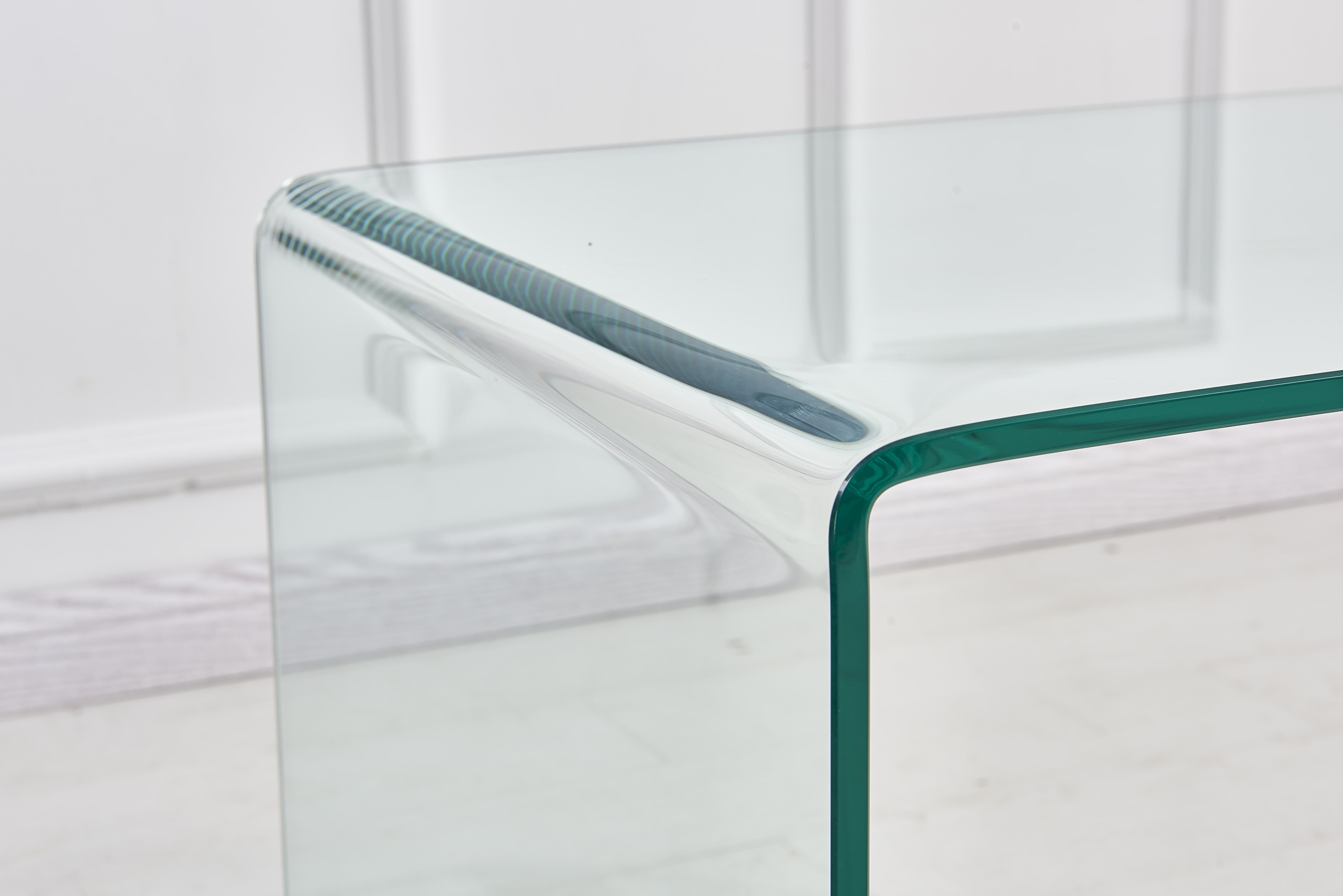 MAYEERTY Transparent End Table,Tempered Clear Bent Glass SideTable