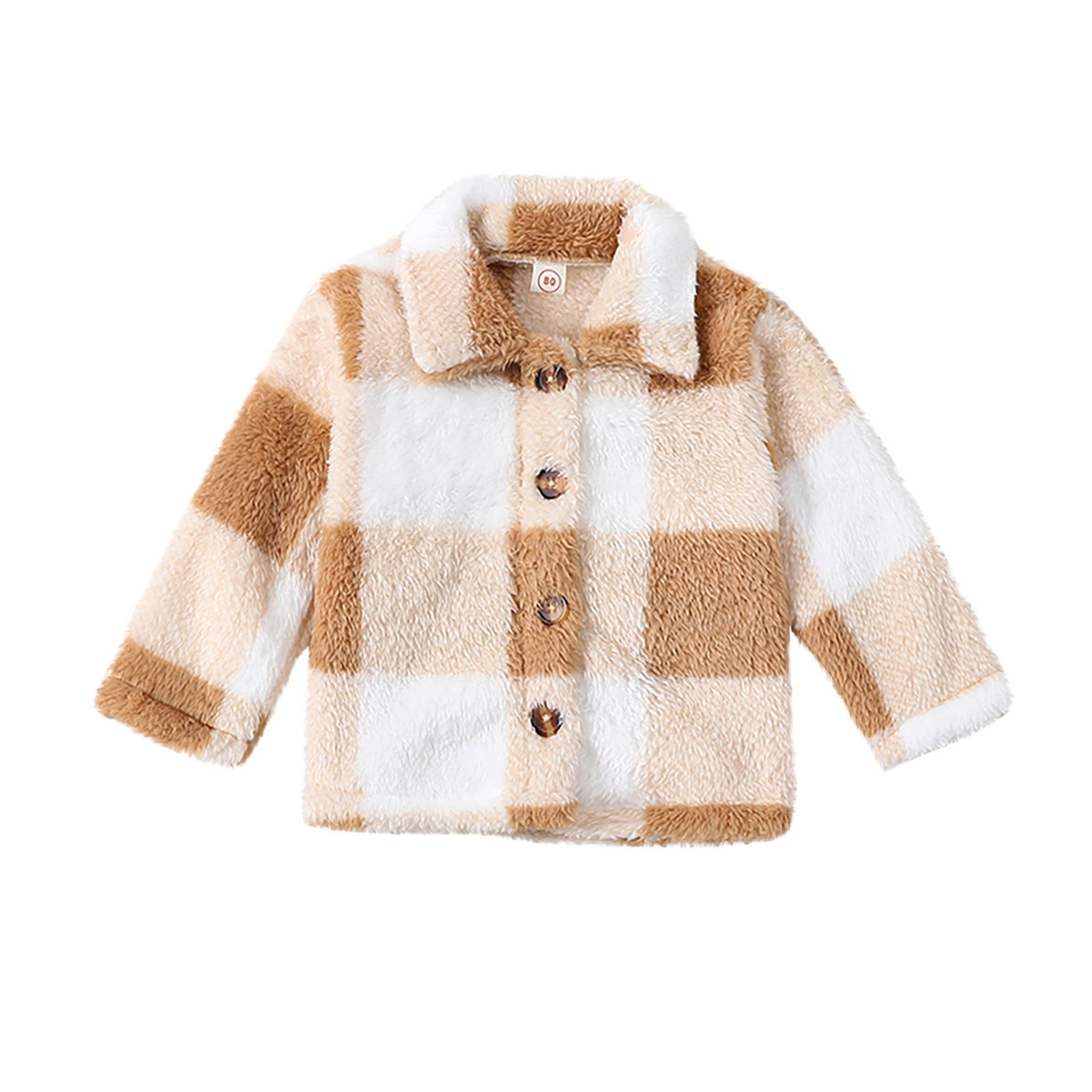 Posijego Toddler Fleece Jacket Baby Boy Girl Plaid Winter Warm