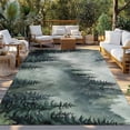 thumbnail image 2 of Green Mountain Outdoor Rug 5x8 Ft - Reversible Patio Rug Outdoor Camping Rugs, Misty Forest Nature Woodland Pine Tree Landscape Indoor Outdoor Area Rugs, Non-Slip Outdoor Carpet Runner for Deck/Porch, 2 of 8