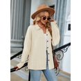 thumbnail image 5 of Womens Cable Knit Light-Weight Shacket Button Down Shirts Long Sleeve Casual Oversized Blouses Tops  XL, 5 of 8