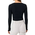 thumbnail image 4 of Douhoow Women Ribbed Slim Fit Crop Top Scoop Neck Low Cut Basic Solid Pullover, 4 of 9