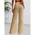thumbnail image 3 of Womens Crochet Cover Up Pants Sheer Mesh High Waist Sexy Casual Knit Summer Swimsuit Coverup Beach Pants, 3 of 6