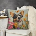 thumbnail image 6 of dog flowers butterfly Linen toss pillowcase decoration pillowcase gifting preferred 24x24 inch cushion cover 4 sets sofa pillowcase sofa bedroom living room car, 6 of 6