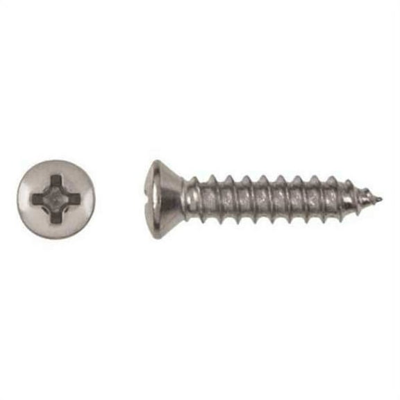 Sheet Metal Screw, #8 x 11/16 in, Chrome Plated Steel Oval Head Phillips Drive, 100 PK(6401PK)