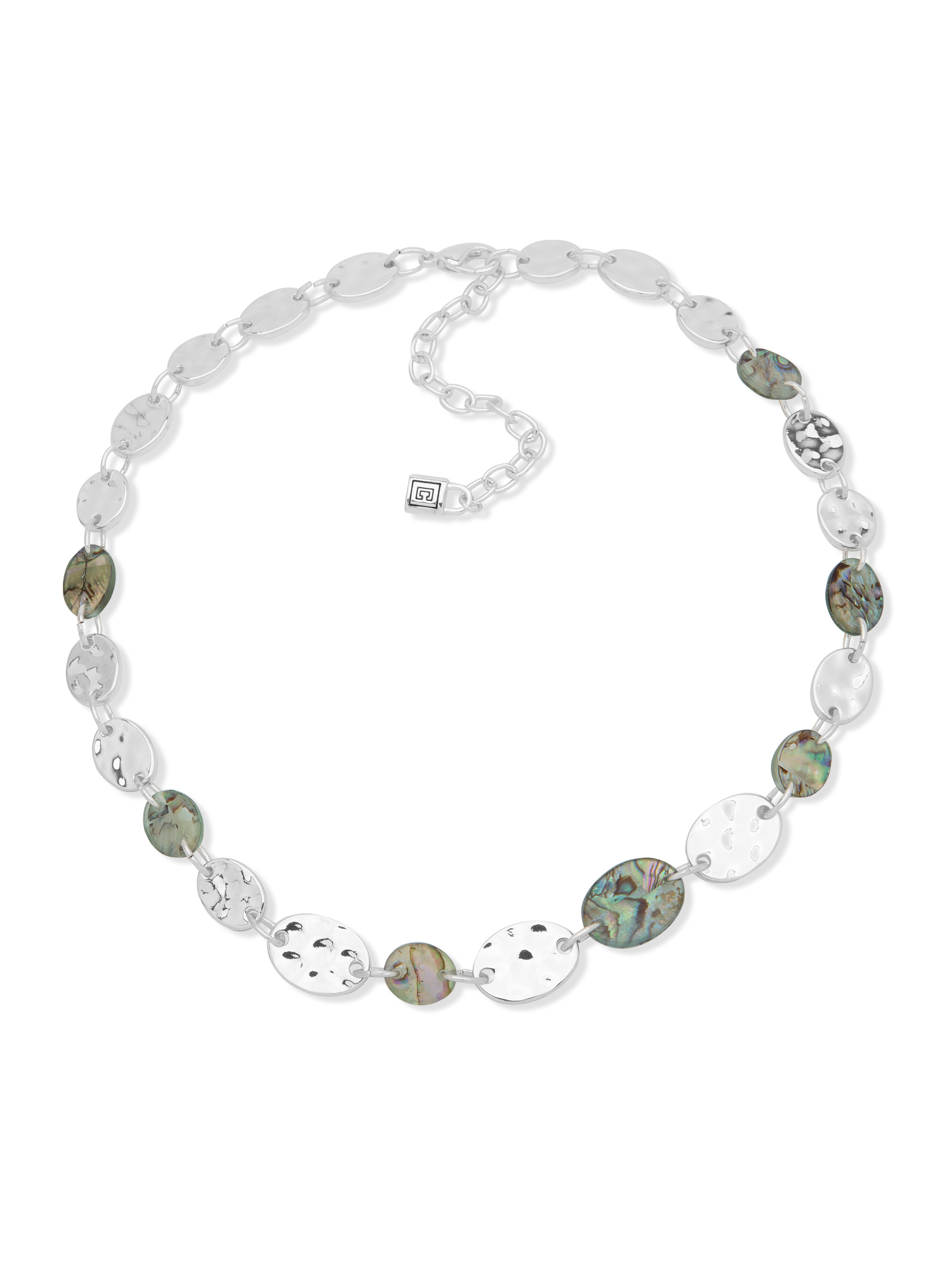 Chaps Women's Sterling Silver and Abalone Stone Collar Necklace