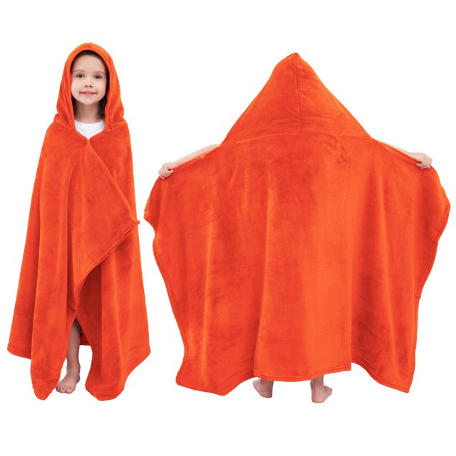 Towel Hiturbo Kids - Forro polar de felpa con capucha (127 x 76 cm), color naranja