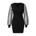 thumbnail image 6 of KOMOO Women Sequins Cocktail Dress Mesh Long Sleeve High Waist Patchwork Bodycon Dress Glitter Evening Dress, 6 of 8