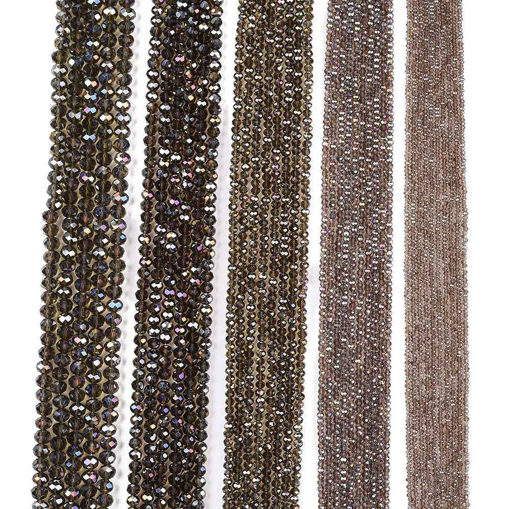 Electroplate Glass Beads Strands AB Color Plated Faceted Rondelle Gray 8x6mm Hole: 1mm about 64~65pcs/strand 15.75~16.14 inch(40~41cm)