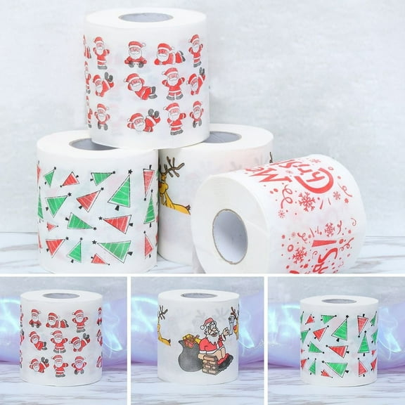 OEFNTAC Decorations Christmas Santa Claus Bath Toilet Roll Paper Holiday Bathroom Tissue 3 Ply 170 Sheets No Fragrance Cute Print Festive Winter Home Office Restaurant Shop 2025