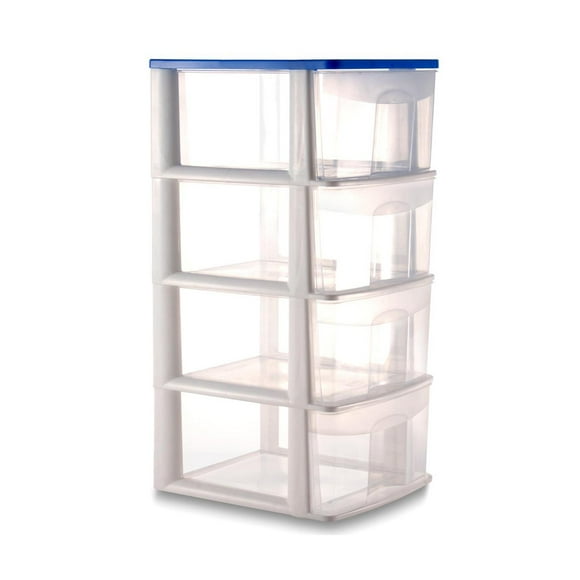 Caja Organizador de Plástico LIFTOR Cajonera FOX 4 Cajones Altos Gran Capacidad Blanco