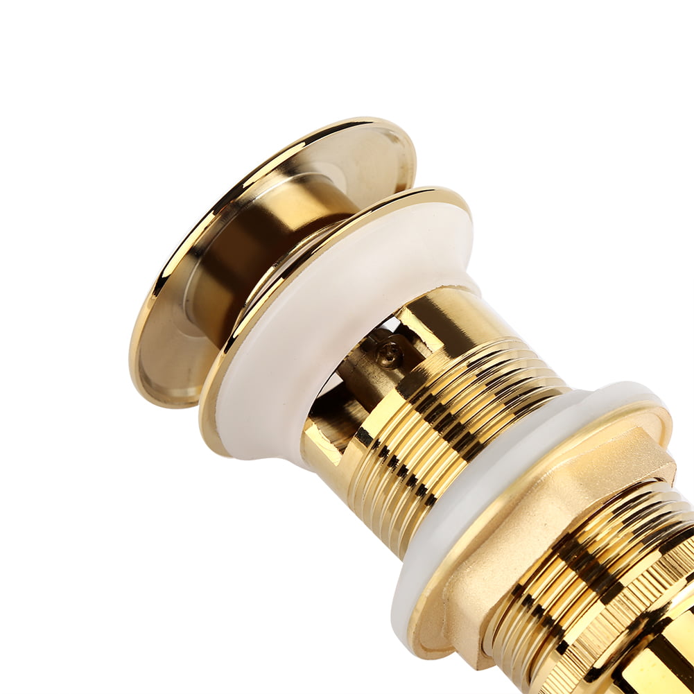 Details about   Kitchen Basin Sink  Brass  Up Drain Stopper with Overflow Hole Golden 