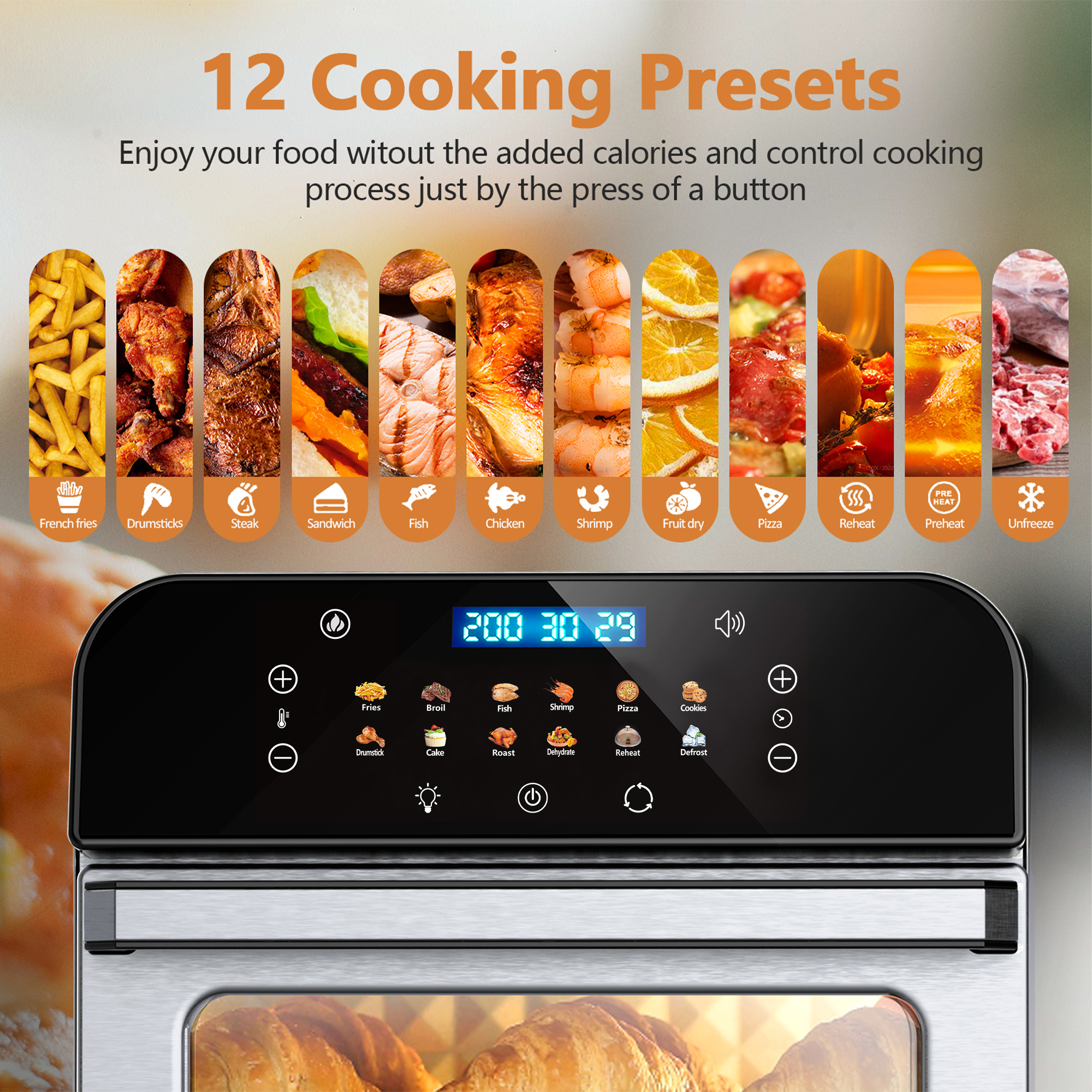 WHALL 12-Quart Touchscreen Air Fryer Toaster Oven photo 5