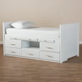 thumbnail image 6 of Baxton Studio Mirza Modern and Contemporary White Finished Wood 5-Drawer Twin Size Storage Bed with Pull-Out Desk, 6 of 11
