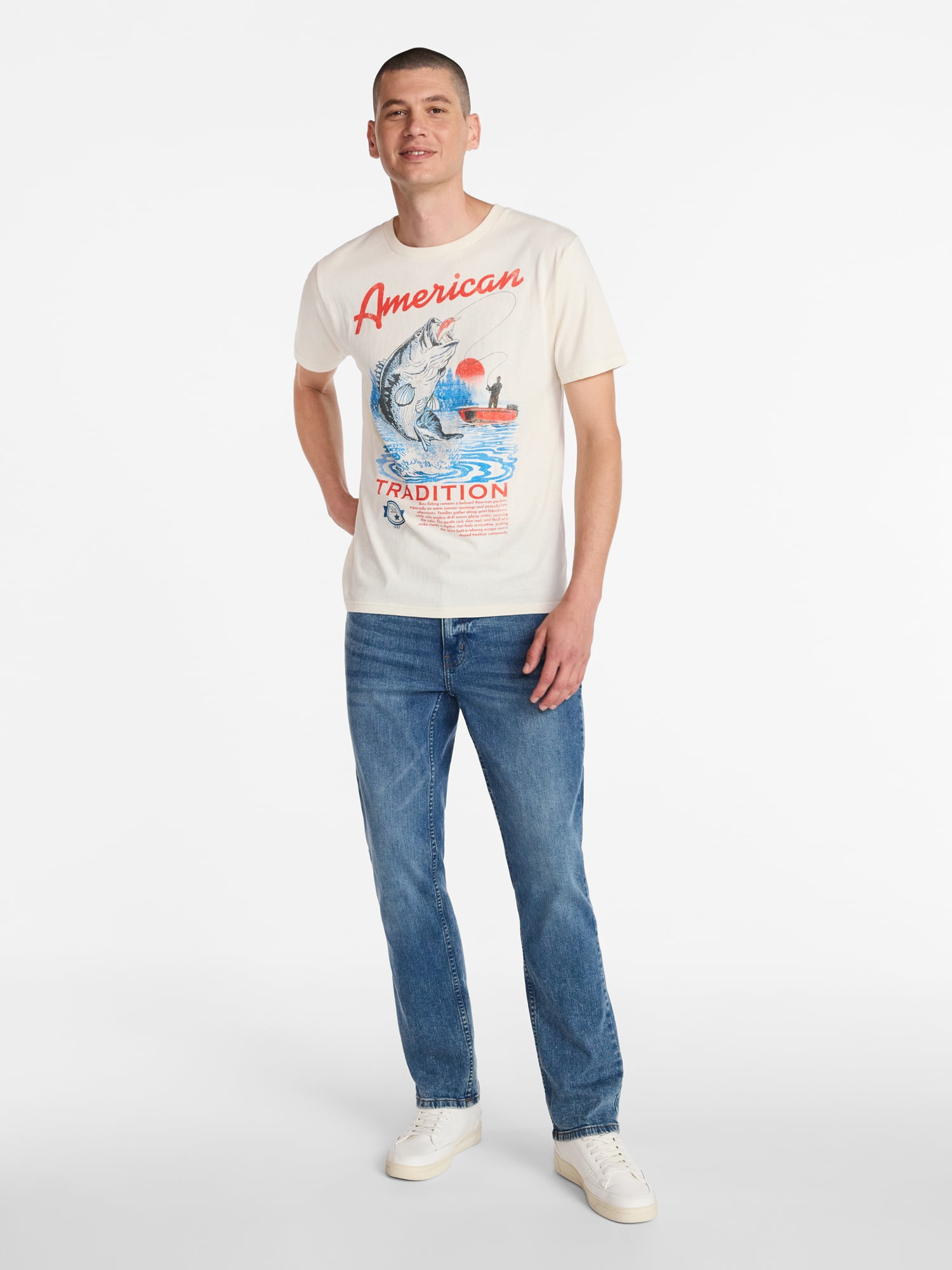 Americana Men's and Big Men's Fishing Graphic Tee Shirt from Way to Celebrate, Sizes XS-3XLT
