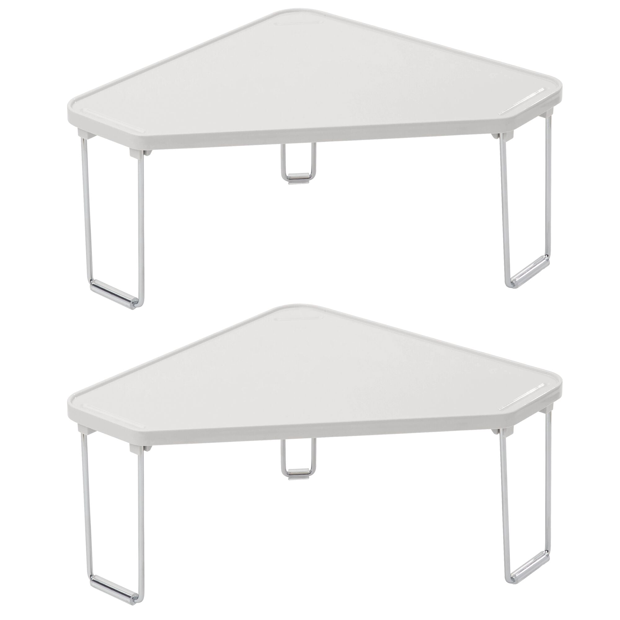 mDesign Plastic/Steel Corner Stackable Rack, Bathroom, 2 Pack, Stone Gray