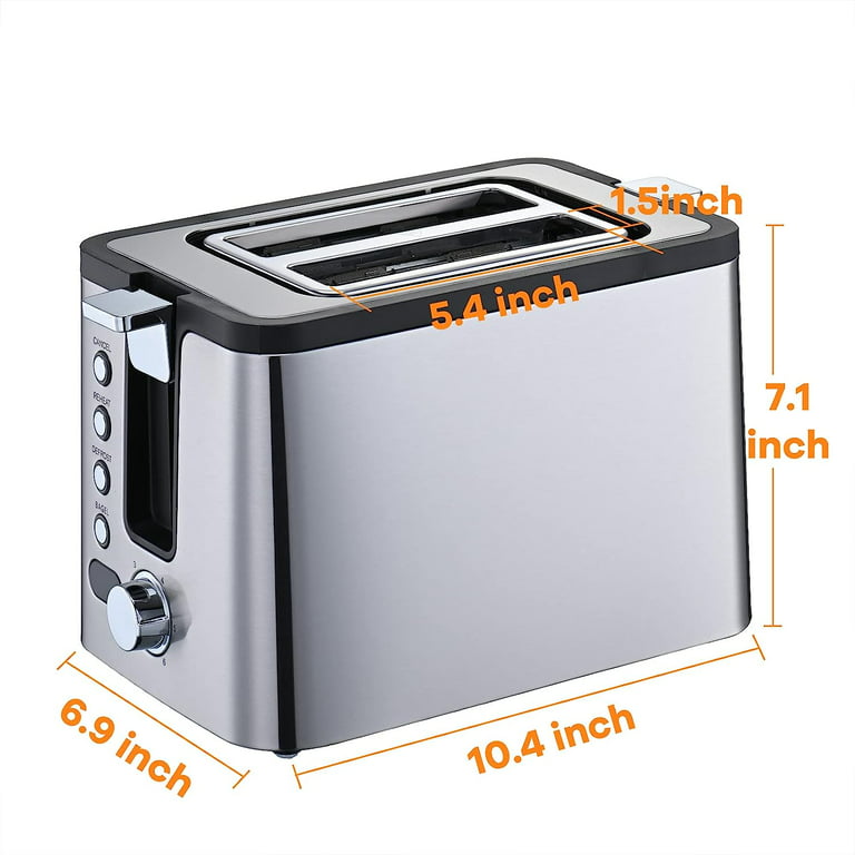 Chefman 2-Slice Pop-Up Stainless Steel Toaster 7 Shade Settings Extra Wide Slots