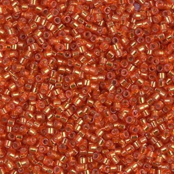 Miyuki Delica Seed Beads DB2158 11/0 Duracoat Silver Lined Clementine 7.2 Grams