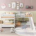 thumbnail image 3 of Full and Twin Size L-Shaped Bunk Bed with Slide & Short Ladder, Durable White Pine Construction, 3 of 14