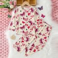 thumbnail image 2 of KPOPLK Little & Big Girls 2-PCS Pajamas Long Sleeve Cotton Pajama Set Fall/Winter Snug Fit Cute Print Jammies(2-3 Years,Purple), 2 of 4