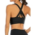 thumbnail image 7 of FUTATA Women's Fitness Workout Sports Bra, Cross Strap Sports Bra Medium Support Yoga Bra With Detachable Cups, Black/White/Burgundy, 7 of 7
