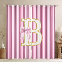 Homewish Cartoon Cute Monogrammed Black Out Curtains, Pink Bow-tie Letter B Curtains Pack of 2 (42x63 Each), Teens Kids Girls Bedroom Curtains, Curtains Blackout Home Decor