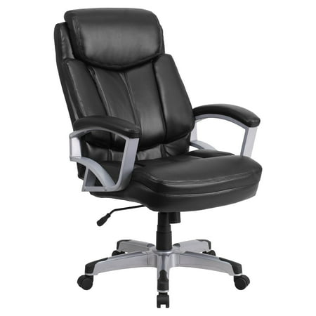 Sharp Series Leather - Flash Furniture HERCULES Series 500 lb Capacity Big and Tall Black Leather Executive Swivel Office Chair