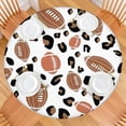 thumbnail image 2 of White Footballs with Leopard Spots Pattern Round Fitted Tablecloth with Elastic Edge,Dining Table Cover Waterproof,Outdoor Round Tablecloth for Camping,Dining,Indoor and Outdoor, 2 of 7